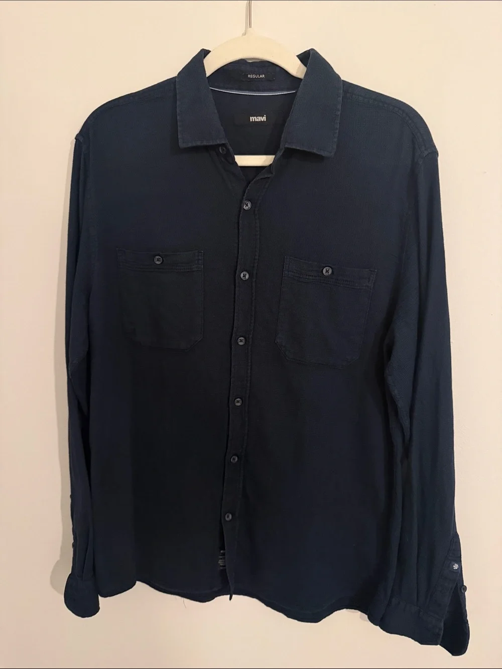 Mavi Mens M Navy Knit Overshirt Button Down Dual Pocket Shirt Jacket